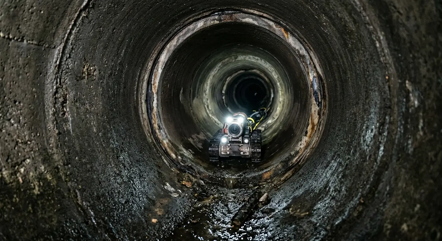 Robotic sewer camera inspecting pipe interior for Sewer Line Repair in Baxter Village